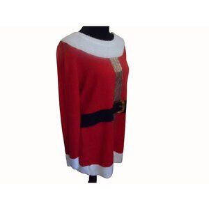 Santa Claus Sequin Christmas Sweater Tunic or Dress Womens Size M
